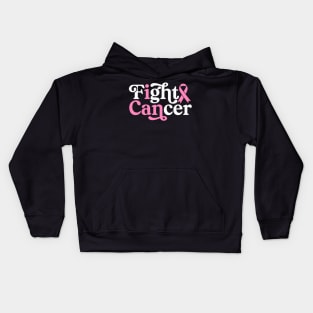 I Can Fight Cancer - Breast Cancer Support  - Survivor - Awareness Pink Ribbon Black Font Kids Hoodie